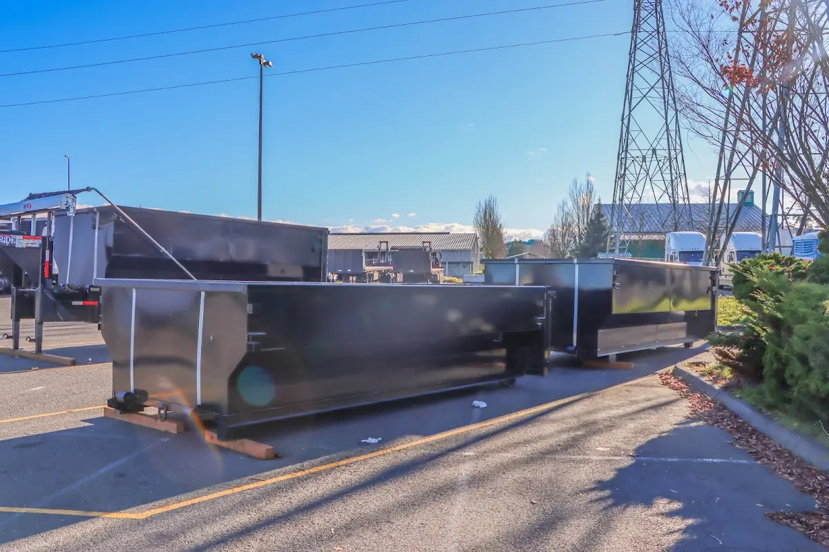 Roll-off dumpster ready for waste disposal at job site for 4 Yard Dumpster Rental in Williston